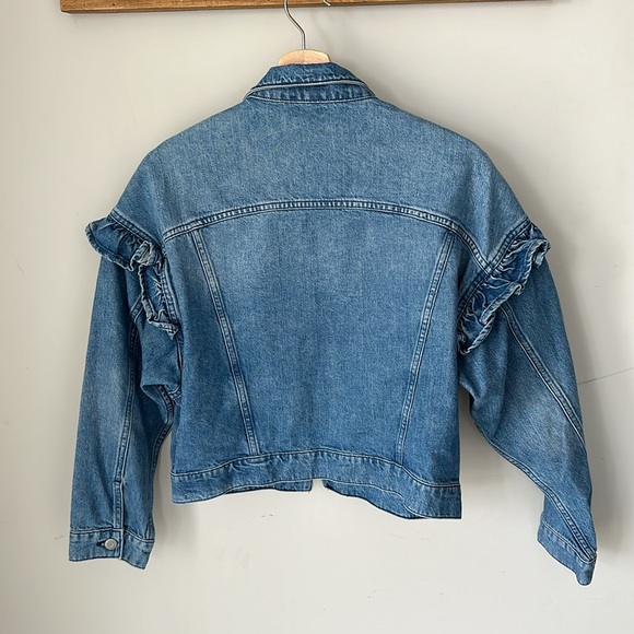 Mavi Jeans Co. Cropped Ruffle Jean Jacket NWOT - size Small - Picture 6 of 6